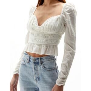 New  ~ FREE PEOPLE  ~ Chloe Long Sleeve Crop Top Medium ~ ANTHROPOLOGIE